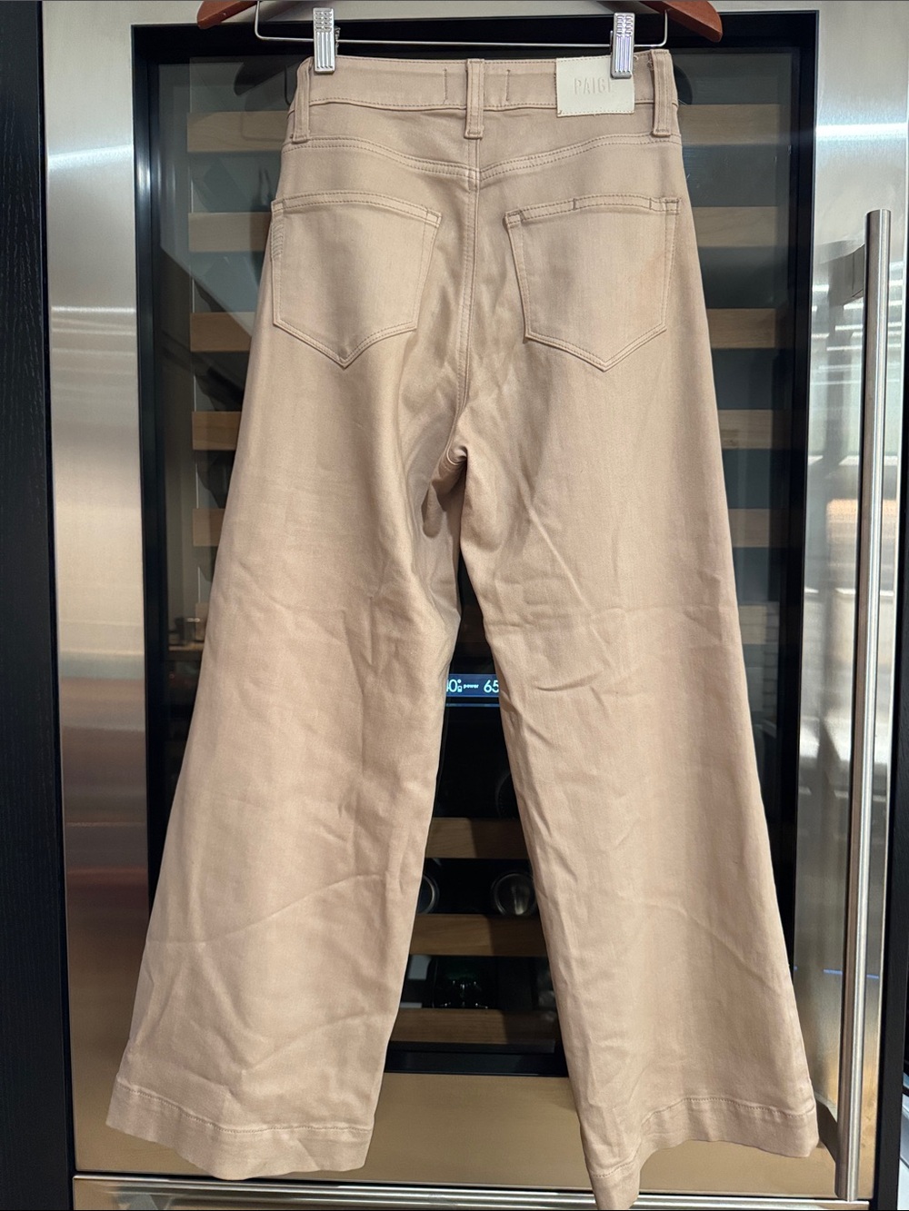 PAIGE Anessa Wide Leg Jeans Beige Sand High Rise Size 24 - Picture 5 of 7